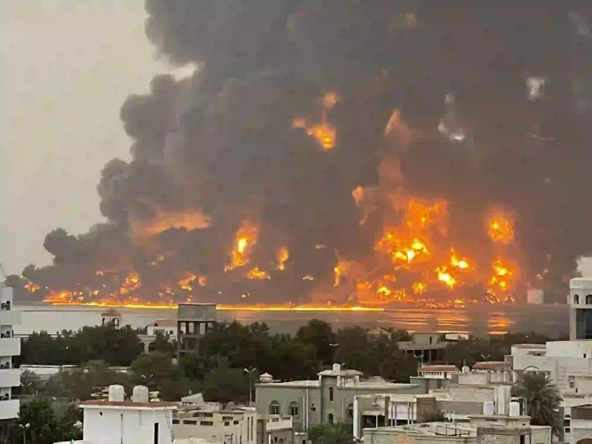 Port Of Yemen In Flames