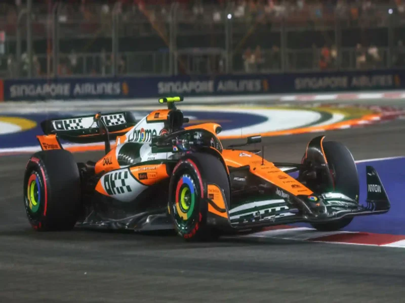 Mclaren'S Lando Norris Drives During The Second Practice Session Ahead Of The Singapore Gp.