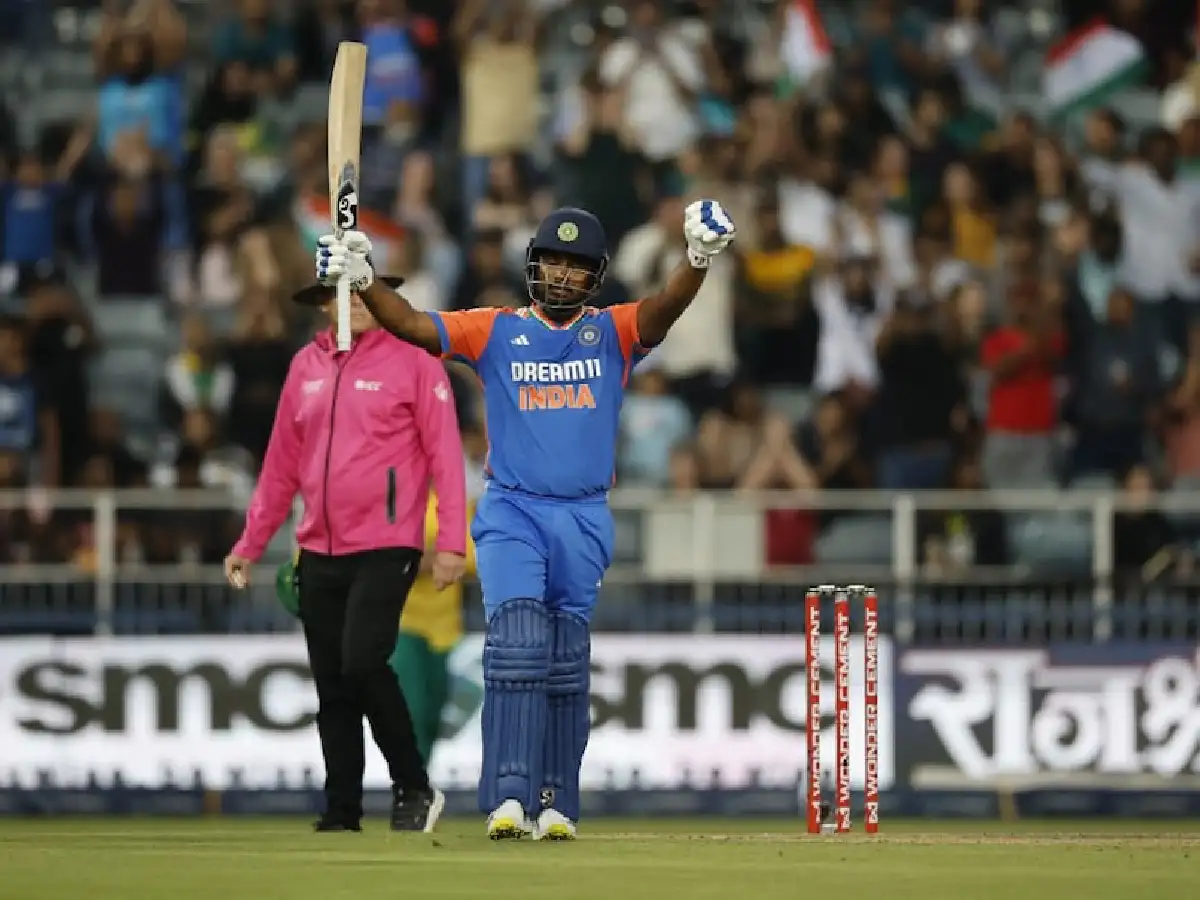 Sanju Samson in action for India against South Africa