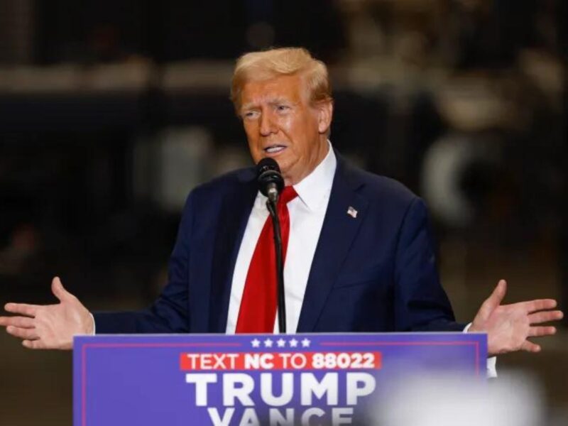 Republican presidential nominee, former President Donald Trump, speaks at a campaign event in North Carolina on September 25, 2024