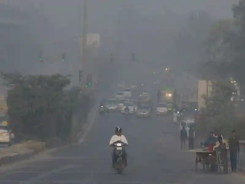 A Smog Gun Sprays On Delhi Roads To Combat The Air Pollution.