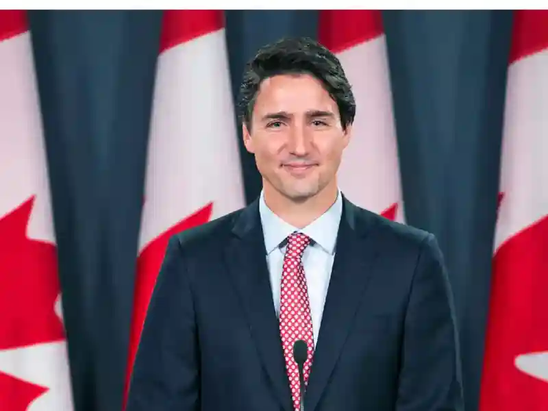 Canadian PM Trudeau and Indian PM Modi meet at Hyderabad House in New Delhi.